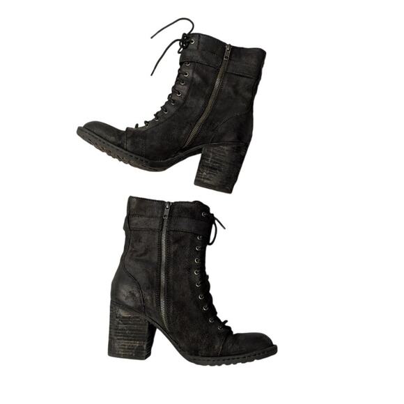 Born Cass Block Heel Bootie Combat Suede Moto Biker Boot Size10 - Picture 3 of 7